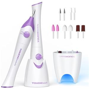 TOUCHBeauty Fresa per Unghie Professionale,TOUCHBeauty Lima per Unghie Elettrica con 5 Accessori,Set Manicure e Pedicure Elettrico Kit con UV Lampade LED e Supporto, Portatile,Senza Fili AG-1335P(Viola)