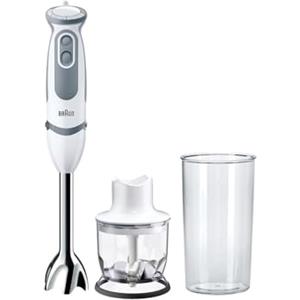 Braun Minipimer MQ5220WH 5 ANNI DI ASSISTENZA, MultiQuick5 Frullatore, 21 velocità, Tecnologia Tedesca, Impugnatura ergonomica,Dotato di tritatutto 350ml e Bicchiere 600ml, 2 accessori, vecchio, 1000W
