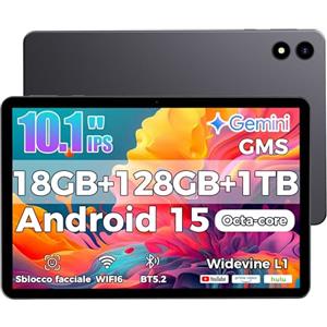 RebotAi 2026 Tablet 10 Pollici Android 15 con con Gemini AI, 18GB RAM + 128GB ROM (TF/1TB), Octa-Core 2.0 GHz,Widevine L1, OTG, 5G WiFi 6, Bluetooth 5.2,tablet con stilo