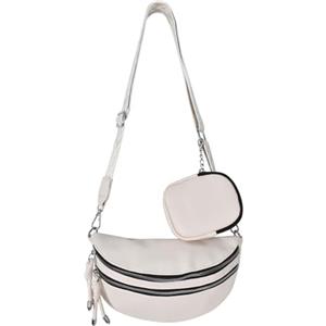 Marjoramy Borsa a Tracolla da Donna,Borsa Mezzaluna,Borsa Marsupio con Cinturino Largo,Regolabile,Marsupio da Donna Elegante Pelle,con Tracolla Staccabile,Per Shopping Viaggio