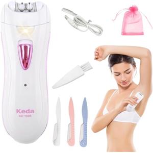 HENGBIRD Epilatore elettrico da donna, epilatore facciale e depilazione del corpo epilatore per donna compreso trimmer per sopracciglia con luce LED per viso ascelle bikini USB
