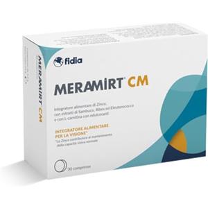 Fidia Farmaceutici MERAMIRT CM 30 Compresse Masticabili, Integratore Alimentare a Base di Zinco, con Estratti di Sambuco e Ribes, Eleuterococco e L-carnitina, Stress Visivo da Digital Device