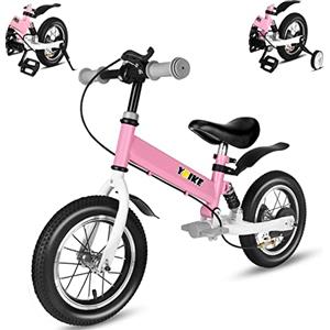 YBIKE Bici da Equilibrio 2 in 1, Bici per Bambini 12 14 Pollici, Adatta per 2-7 Anni, Bici da Equilibrio per Bambini con Pedale, Ammortizzatore, Parafanghi, Freni, Bici da Allenamento 4 Colori