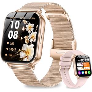 Fitoncloud Smartwatch Donna con Batteria 1000mAh, 1.83" HD Orologio Smartwatch con Chiamate/Fisiologia Feminile/Sonno/Frequenza Cardiaca/Contapassi, 100+ Sport, IP68 Smart Watch Android iOS Oro Rosa