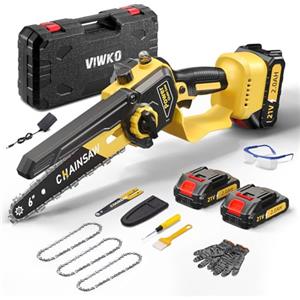 VIWKO Mini Motosega a Batteria 6 Pollici, 1000W Blushless Mini Motosega Elettrica, Sega a Batteria per Potatura con 4000mAh Batterie, il Taglio Del Legno e Giardini, Elettrosega Compatibile con Makita 18V