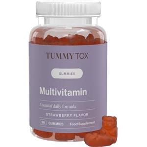 Tummy Tox Caramelle Vitaminiche - Orsetti gommosi con biotina, acido folico, vitamina C, vitamina E e altri 6 micronutrienti - 60 Orsetti gommosi con un naturale sapore di fragola - Tummy Tox