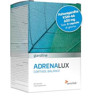 Sensilab AdrenaLux con 600 mg Ashwagandha KSM-66 e Rhodiola Rosea con Magnesio, Pepe Nero e Vitamina B6 - Cortisolo - 60 Capsule, Sensilab