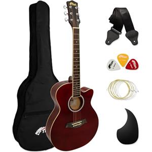 TIGER ACG1-RD Chitarra acustica Small Body con corde in acciaio per principianti - Rossa