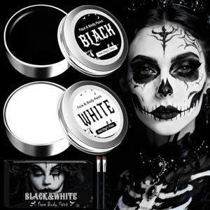 PATRICHOR Trucchi Carnevale Viso, Trucco Bianco Nero Make up Bambini Adulti, Pittura Viso Bianco e Nero per Feste Cosplay Clown Effetti Speciali Sfx