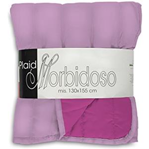 Italian Bed Linen El Plaid Morbidoso Trapuntato Doubleface Elegant, Microfibra, Lilla/Fucsia, 130x155 cm