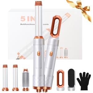 UKYITU Phone 5 in 1 Hair Styler, Asciugacapelli 5 in 1 Multifunzione Phon Capelli, Spazzola Asciugacapelli Per Dare Volume Ai Capelli, Lisciare, Arricciare, Ioni Air Curler Brush, Strumenti Capelli
