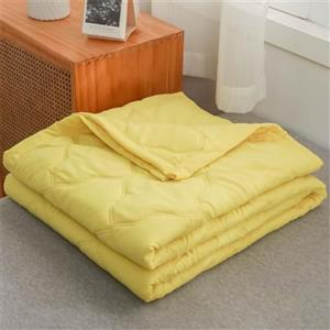 PEIHUODAN Trapuntino Leggero Matrimoniale Copriletto Singolo Estivo Primaverile 3D Semplice Monocromo Reversibile Coperta Trapunta Mezza Stagione Trapuntato Coperta Letto Per Camera Da Letto (Giallo,100x150cm)