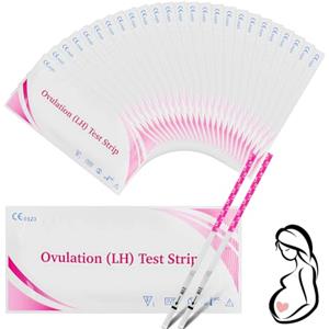 Beugo Kit di Test Ovulazione e Gravidanza, 25 Test Strisce di Ovulazione, Alta Sensibilità di 25 mUI/ml, Strisce per test di ovulazione per Monitorare il Ciclo e Fertilità donna