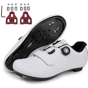 FANSU Scarpe Ciclismo Strada Donna, Unisex Bianco Scarpe da Bici Compatibile con SPD e Delta Blocco Pedale, MTB Scarpe da Bicicletta Compatible with Peloton