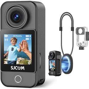 SJCAM C400 Pocket Kit POV(0 G), Vlog camera, 172min di durata della batteria, Action cam 4k sportiva con doppio touch screen, impermeabile 30 metri, per Live, YouTube, Viaggi, Attività,Nero