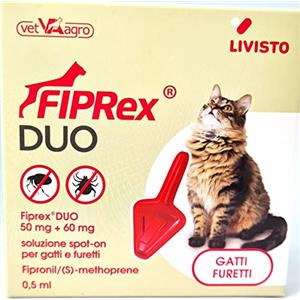 Livisto Antiparassitario per gatti 1 Fialetta Antipulci Protegge il gatto da Pulci Zecche Pidocchi Fialette Pipette Antipulci Lunga Durata