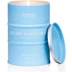 M&SENSE Candele profumate fiori di vento di collina di soia, candele naturali organiche a combustione pulita da 70 ore a lunga durata, candele rilassanti per aromaterapia MSTC0118S HillsideWindflowers