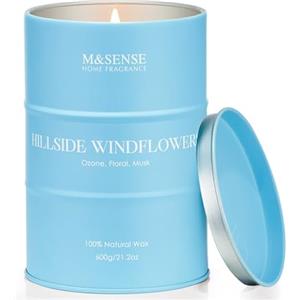 M&SENSE Candele profumate di soia fiori di vento di collina, candele naturali organiche a combustione pulita, regali compleanno donna, candele rilassanti per aromaterapia, 600g, Fino a 120 ore