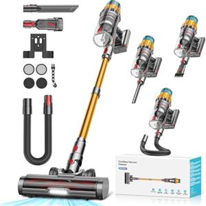 SICBCGB Aspirapolvere Senza Fili 48KPa/550W/70 Min, 2.0L, Scopa Elettrica Senza Fili Potente con OLED Touch Intelligente, Filtraggio a 11 Stadi, Spazzola Anti-Groviglio per Pavimenti/Tappeti/Peli Animali/Auto