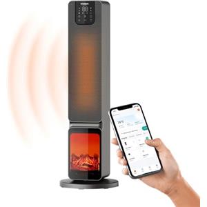 Wintem Termoventilatore in ABS+PC Stufa a Torre con Display LED per un Controllo Intuitivo, Comoda App e Telecomando per Controllo da Remoto - Funzione Oscillante e 2 Intensità di Calore 800W e 2000W