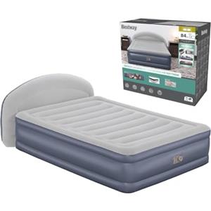 Bestway 671BD Materasso Matrimoniale Queen Tritech LoungeLux con testiera e Pompa CA Incorporata, 2.29 m x 1.52 m x 84 cm, Blu