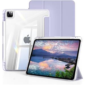 TXWLLIU Custodia per iPad Pro 11 Pollici 4a/3a/2a/1a Generazione (2022/2021/2020/2018), Custodia Antiurto con Cover Posteriore Trasparente, Sospensione/Riattivazione Automatica, Viola