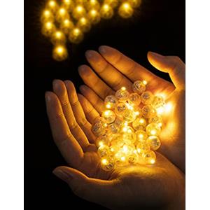 ANBET 100 Pezzi Mini LED Palloncini Lampada,Rotondo LED Palloncini Luci Colorate Halloween Matrimonio Compleanno di Natale Decorazione Luci (warm)
