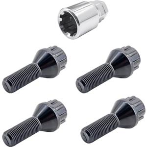 Simoni Racing BRA/30N Kit 4 Bulloni Antifurto - Bulloni antifurto per Ruote Chiave 19 M12x1.25 Lunghezza 27 mm - Colore Nero