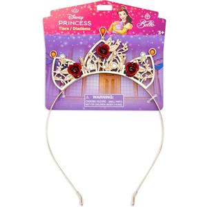 Disney Store Official Tiara bimbi Belle, La Bella e la Bestia, accessorio per costume con finitura dorata, rose rosse e strass