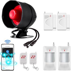 TOWODE Allarme Casa WIFI, Sistema di allarme Kit da 120 dB con sensore di movimento, sensore per porte e finestre e Telecomando, Antifurto Sistema di Allarme per capannoni, camper, garage