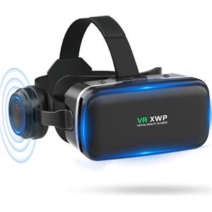 XWP Visore Realtà Virtuale 3D Per Smartphone, Occhiali VR Con Cuffie, Lenti HD Anti Luce Blu, Compatibile con iPhone & Android (4,7-6,8), Esperienza Di Gioco&Film, Regalo Festivo Per Amici E Famiglia