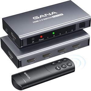 GANA Splitter HDMI 5 in 1 Out 4K @ 60Hz, GANA HD MI Switch con telecomando, compatibile con PS5/4/3 Xbox Switch Roku TV Fire Stick