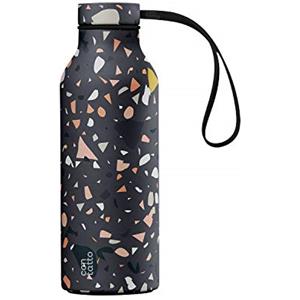 con-tatto Bottle Bottiglia termica con 3 Pareti in Acciaio e Rame - Bevande fredde per 25 ore e calde per 15 ore - Fascia e Tappo Sport Lid inclusi! (Pavement)