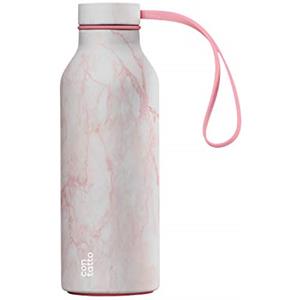 con-tatto Bottle Bottiglia termica con 3 Pareti in Acciaio e Rame - Bevande fredde per 25 ore e calde per 15 ore - Fascia e Tappo Sport Lid inclusi! (Pink Marble)