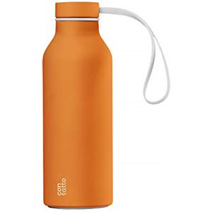 con-tatto Bottle Bottiglia termica con 3 Pareti in Acciaio e Rame - Bevande fredde per 25 ore e calde per 15 ore - Fascia e Tappo Sport Lid inclusi! (Clementine)