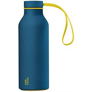 con-tatto Bottle Bottiglia termica con 3 Pareti in Acciaio e Rame - Bevande fredde per 25 ore e calde per 15 ore - Fascia e Tappo Sport Lid inclusi! (Sky High)