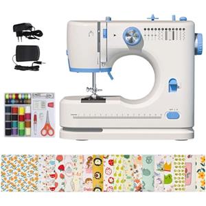 mowlie Macchine da cucire, ideali per principianti, 12 punti integrati, kit da cucito base incluso, 2 pedali velocità, perfetto per l'uso domestico