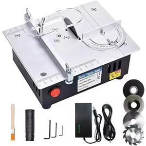 RATSTONE Mini Sega Circolare da Tavolo，Banco Sega Circolare per Legno con Lama Regolabile da 0,1-15mm e Aletta di Sicurezza，Sega Elettrica da Tavolo di Precisione Regolabile con Alimentazione 7 Velocità