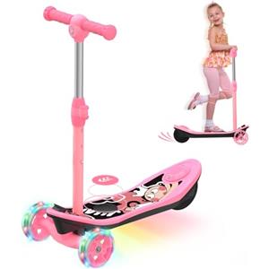 iScooter Monopattino elettrico per bambini dai 3 ai 12 anni, 2 in 1 con batteria 12 V 5 Ah ed effetto luce colorata, con ruote da 5 pollici, portata massima 50 kg