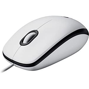 Logitech M100 Mouse USB con Cavo, 3 Pulsanti, Tracciamento Ottico 1000 DPI, Ambidestro, Compatibile con PC, Mac, Laptop - Bianco