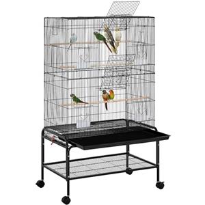 Yaheetech Gabbia per Uccelli Pappagalli Inseparabili Calopsite Grande con Piedistallo Staccabile in Metallo da Interno Esterno Nero 79 x 49 x 134,5 cm
