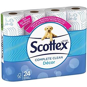 SCOTTEX Classic Décor - Carta igienica a 2 strati (24 rotoli), morbida e resistente, soluzione 3 in 1