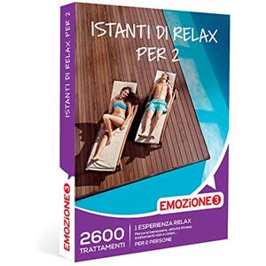 Emozione3 - Cofanetto regalo Istanti di relax per 2 - Idea regalo originale - Esperienza relax a scelta tra percorsi benessere, fitness o trattamenti per 2 persone