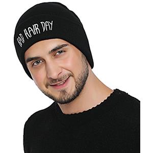 DonDon Berretto Uomo Invernale Beanie nero Statement - BAD HAIR DAY