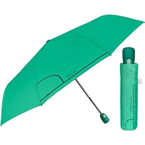 PERLETTI Ombrello Pieghevole Antivento Donna - Ombrellino Leggero Compatto Portatile da Borsa Viaggio - Apertura e Chiusura Automatica - Ombrello Mini Resistente Tascabile Tinta Unita (Verde Menta)