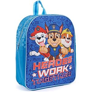 PERLETTI Zainetto Blu Paw Patrol per Bambini Asilo - Zaino Bimbo Scuola Materna con Chase Marshall e Rubble - Piccola Cartella Viaggi e Tempo Libero per Bambino 3 4 5 Anni - 30x24x10 cm