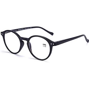 ZENOTTIC Occhiali da Lettura Presbiopia Anti Luce Blu con Lenti Antiriflesso Uomo e Donna Leggero Telaio Rotondo Vintage Nero 1.0x