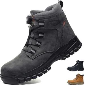 COOU Scarpe Antinfortunistiche Uomo Donna Impermeabile Leggere Scarpe da Lavoro con Punta in Acciaio Antiscivolo Scarpe Sicurezza Grigio 45