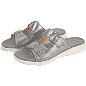 PERLETTI Ciabatte Donna Ultra Leggere con Fibbia Regolabile - Pantofole Comode Casa Quattro Stagioni Donne - Sandali Comfort Interno Esterno con Suola Rialzata Antiscivolo (Grigio Piombo, 36)