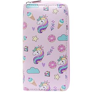 DonDon Portafoglio borsellino da donna ragazza con cerniera Fenicotteri e foglie